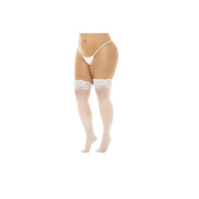 Bas en nylon sexy blanc, grande taille, autofixant 